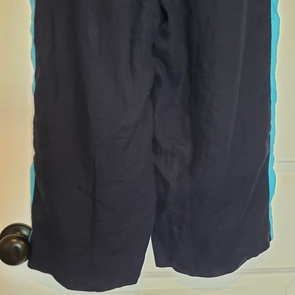 J. Crew Navy Blue Side Stripe Linen Drawstring Wide Leg Pants S - Picture 8 of 11